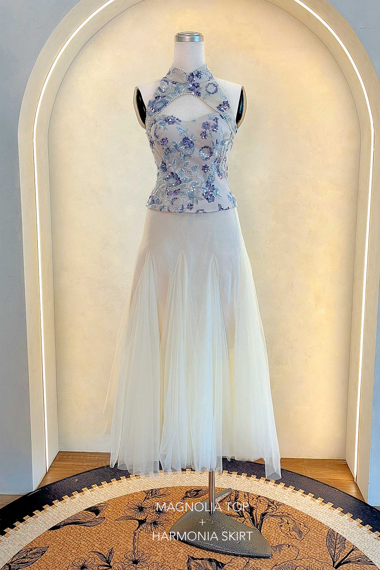 Magnolia Qipao Top (Blue) - Image 4