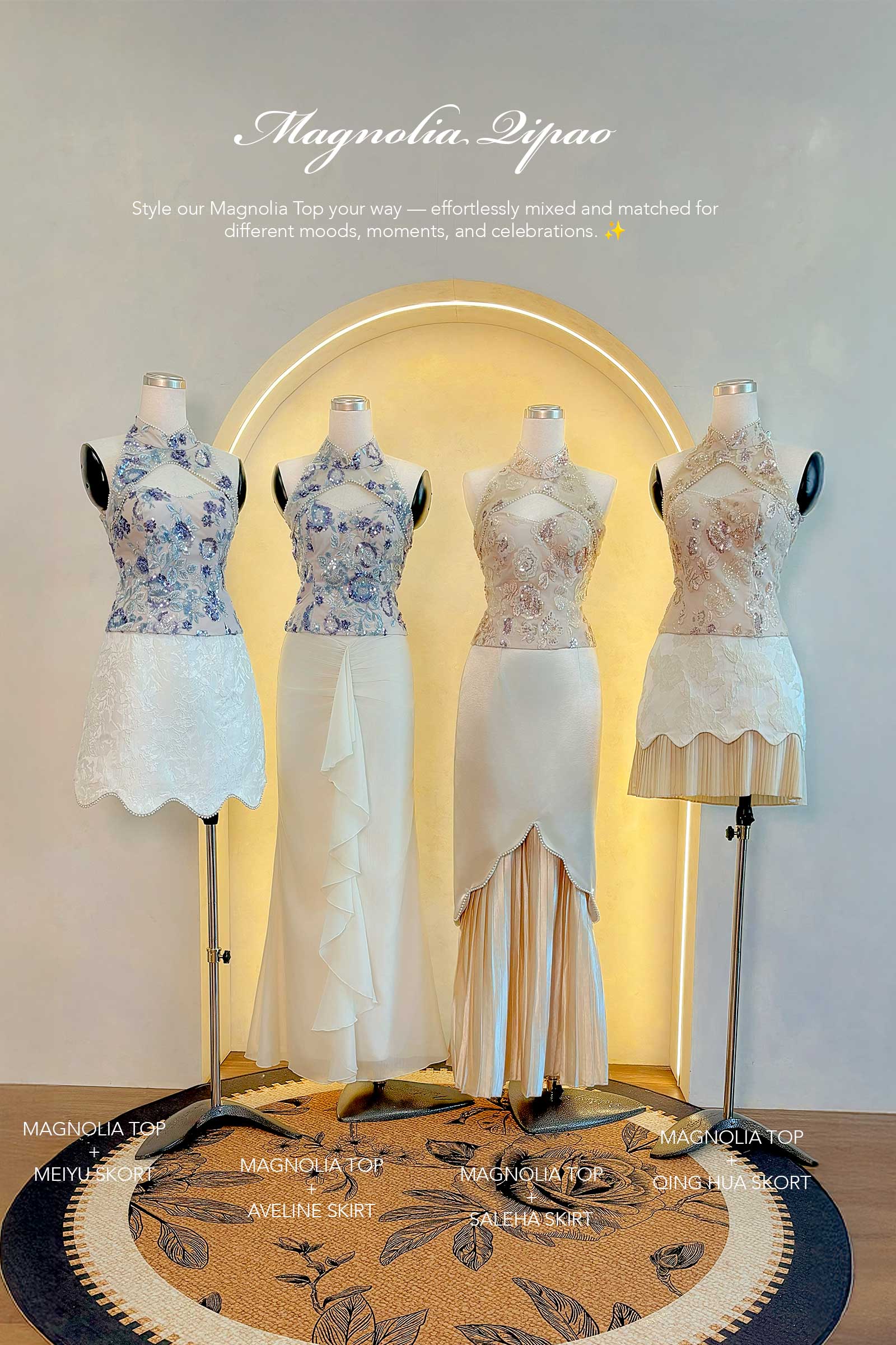 Magnolia Qipao Top (Blue) - Image 5