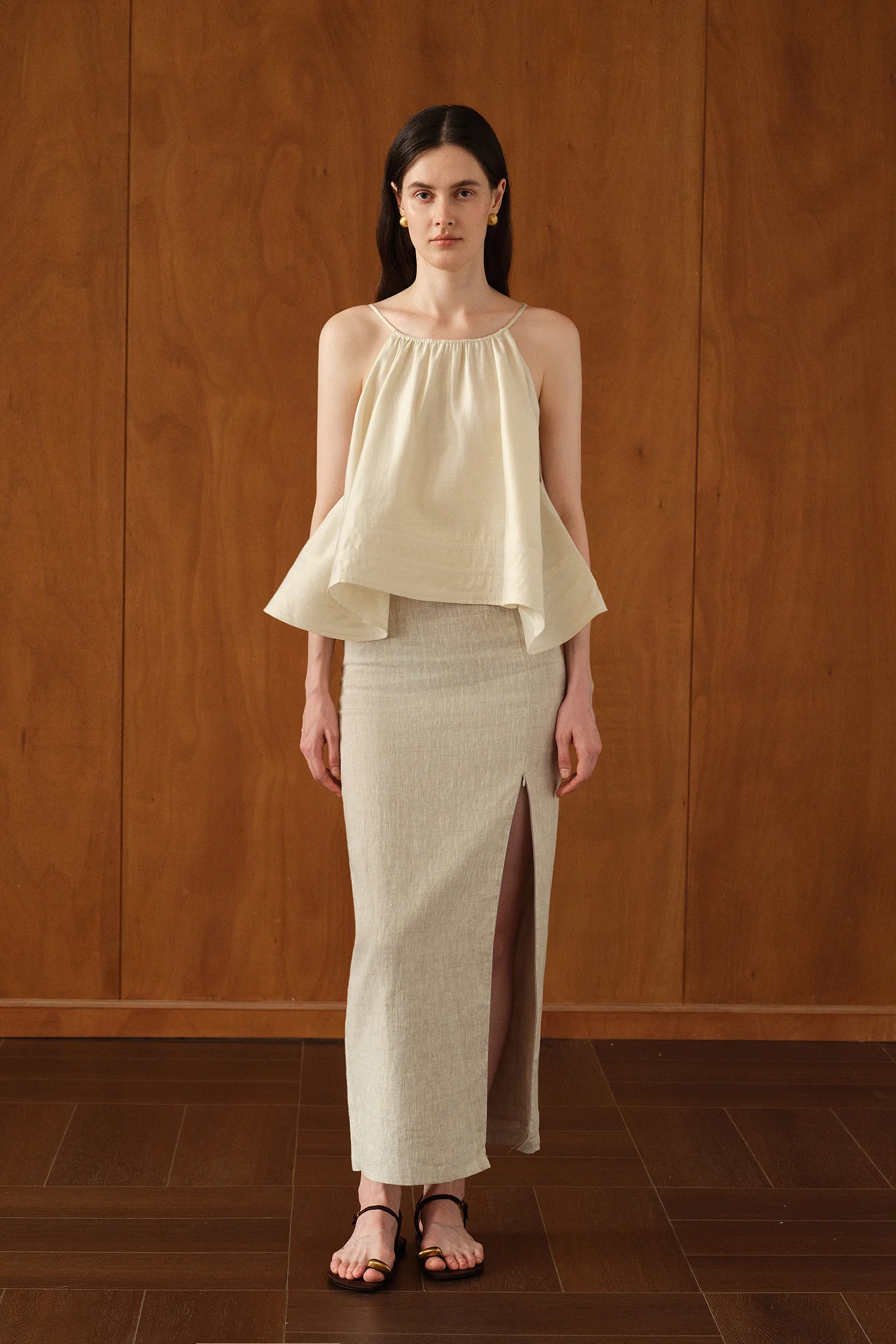Mara Linen Midi Skirt (Natural Linen) - Image 13