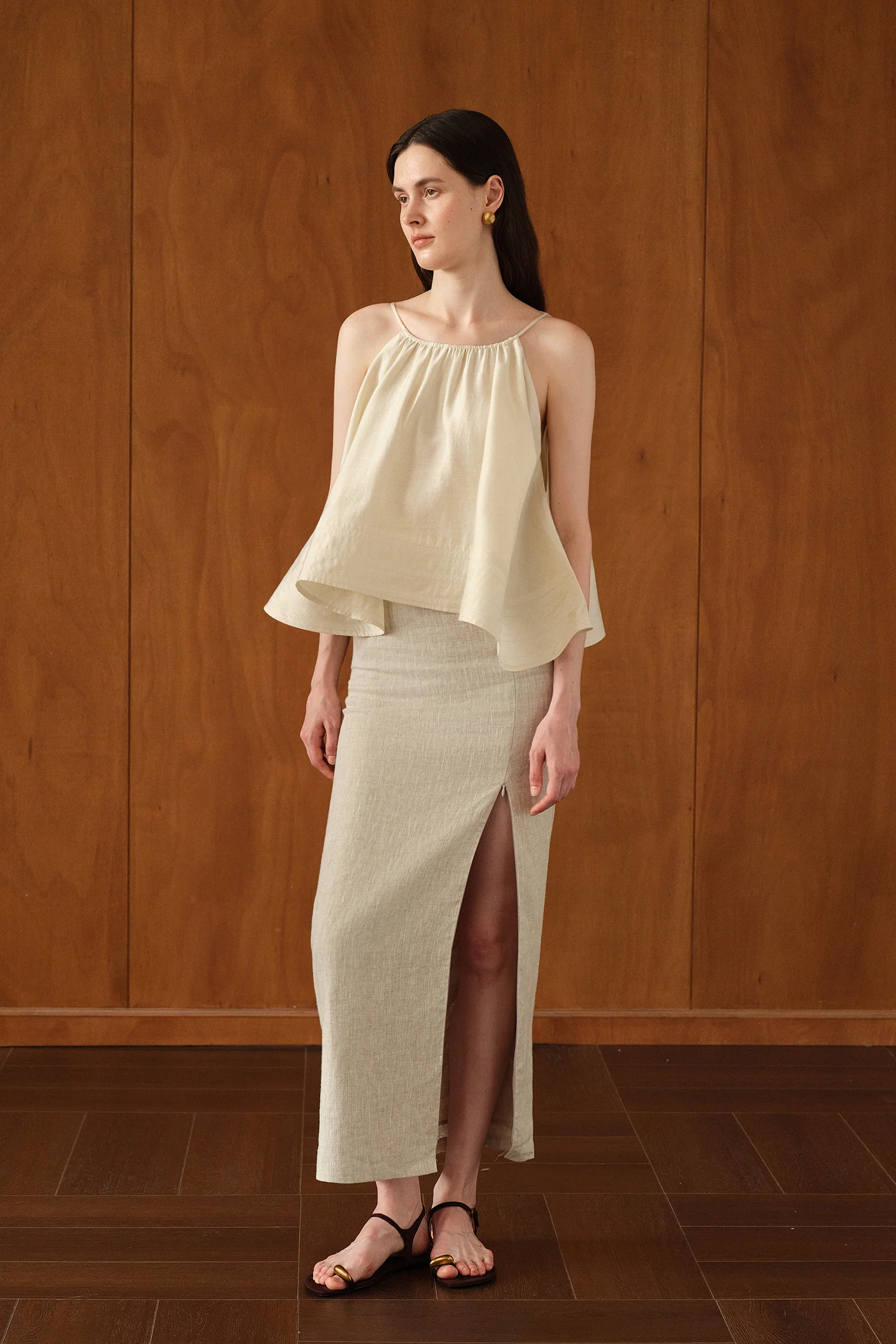 Mara Linen Midi Skirt (Natural Linen) - Image 14