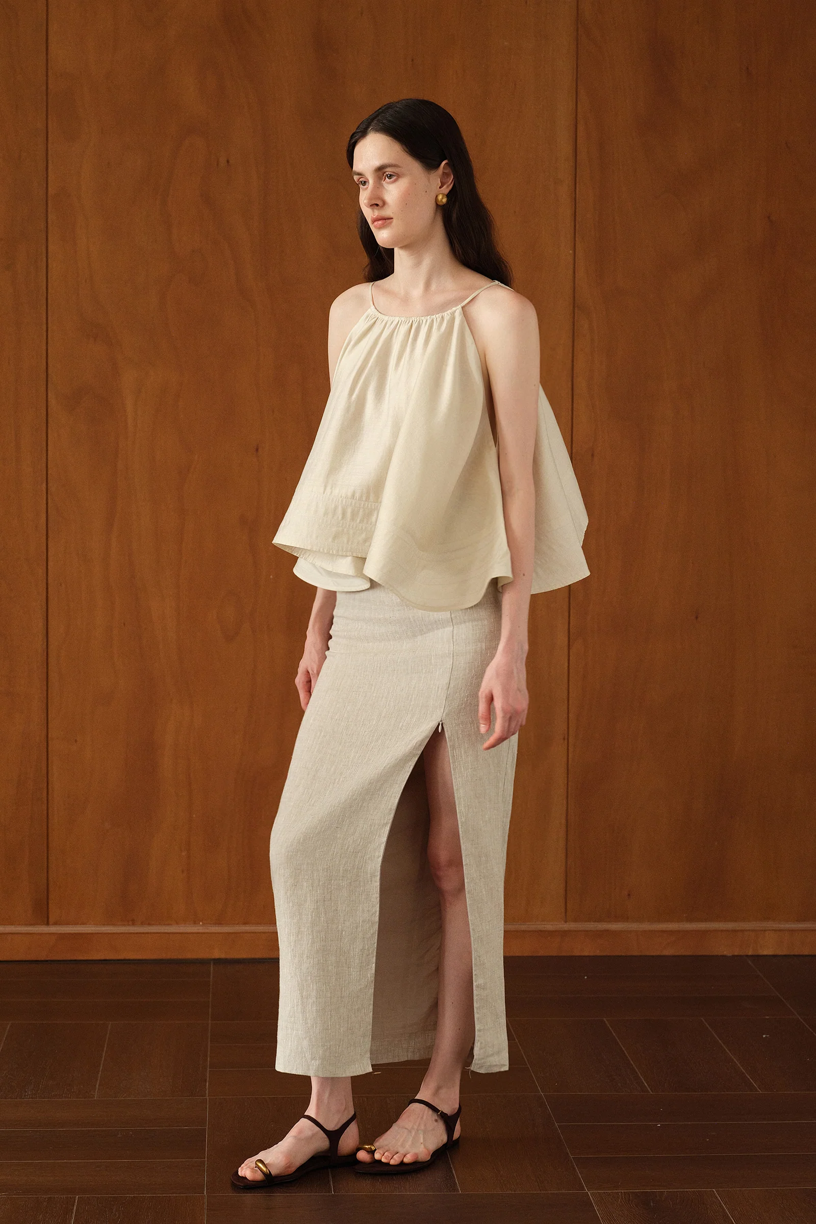 Mara Linen Midi Skirt (Natural Linen) - Image 16