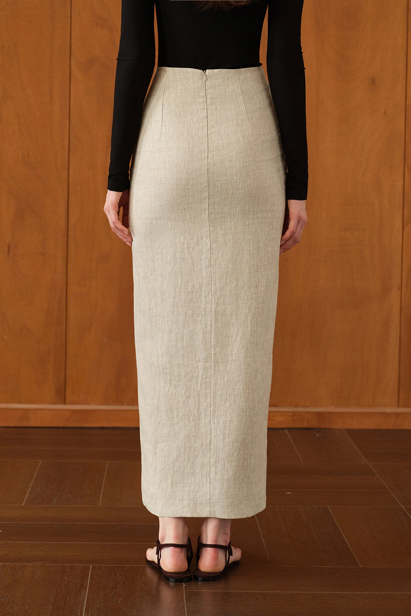Mara Linen Midi Skirt (Natural Linen) - Image 2