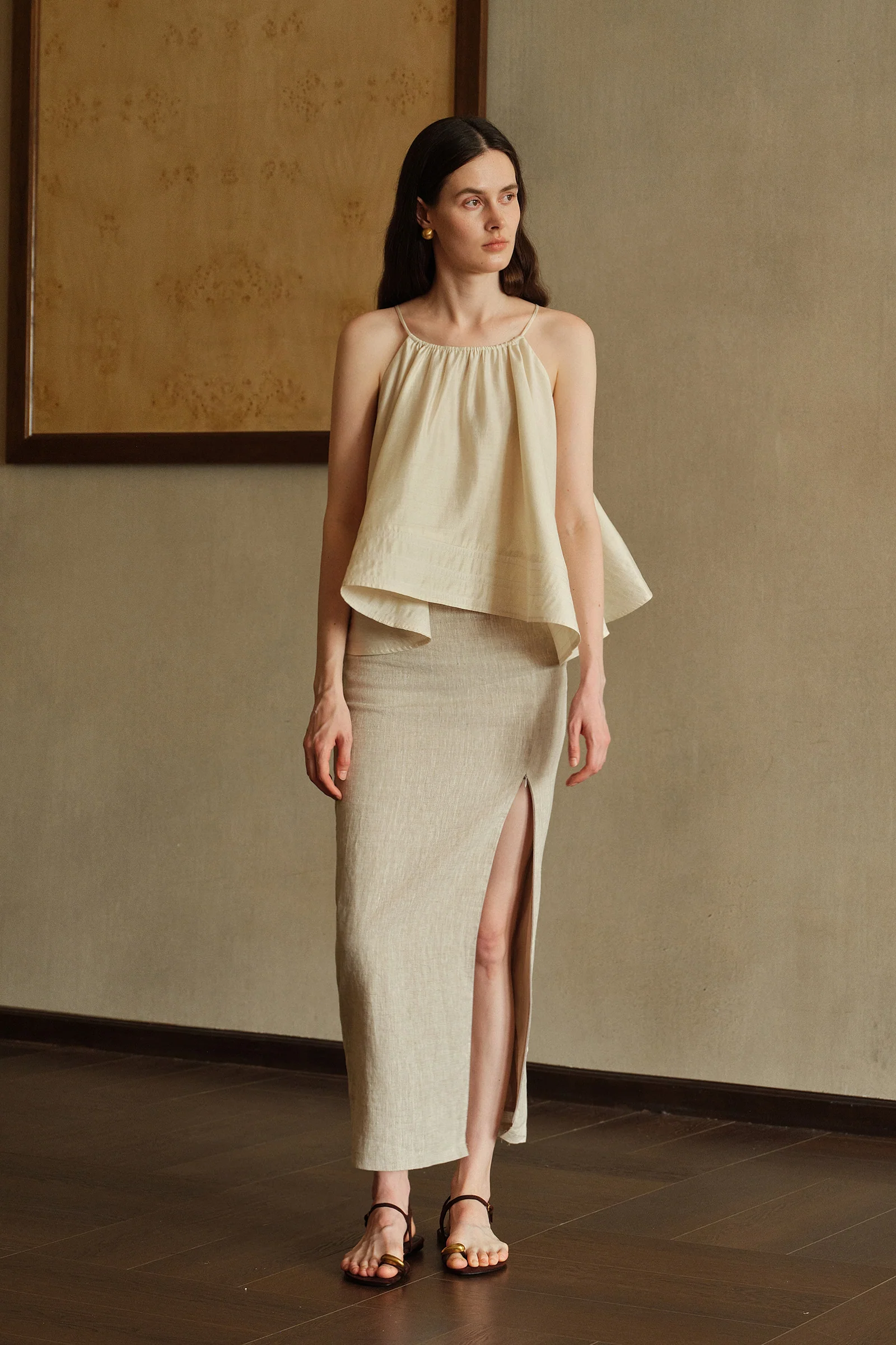 Mara Linen Midi Skirt (Natural Linen) - Image 20