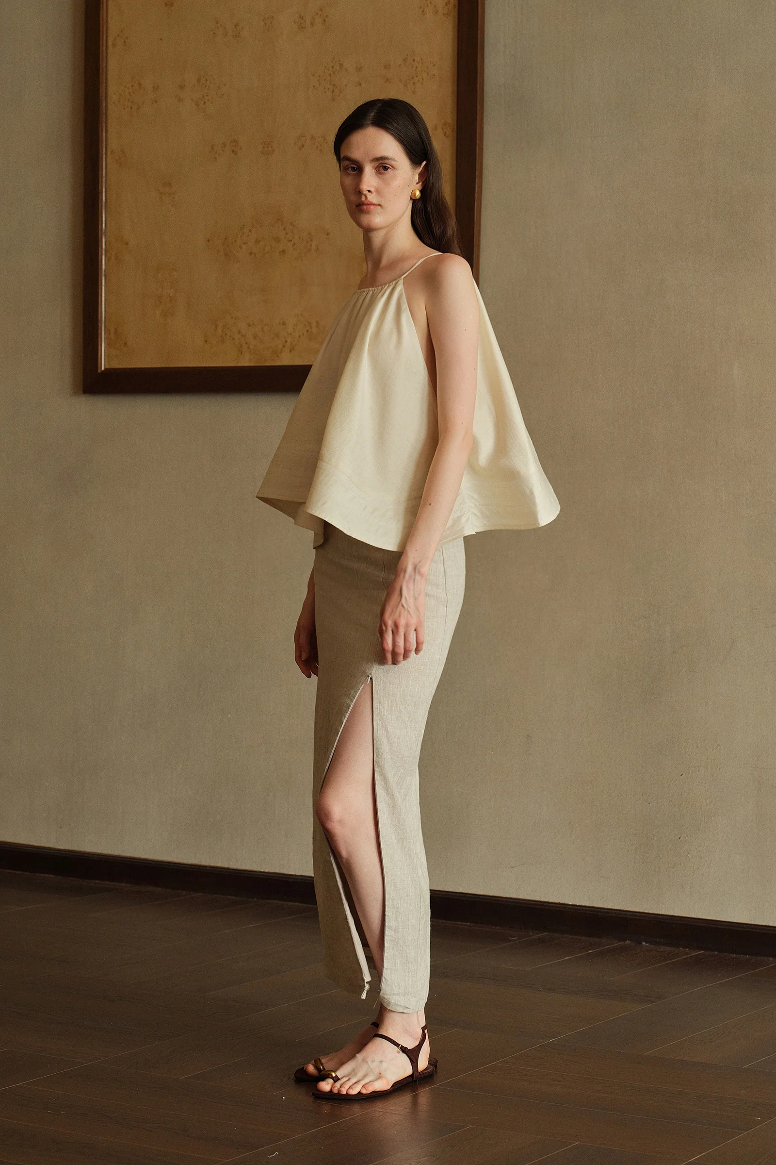 Mara Linen Midi Skirt (Natural Linen) - Image 21