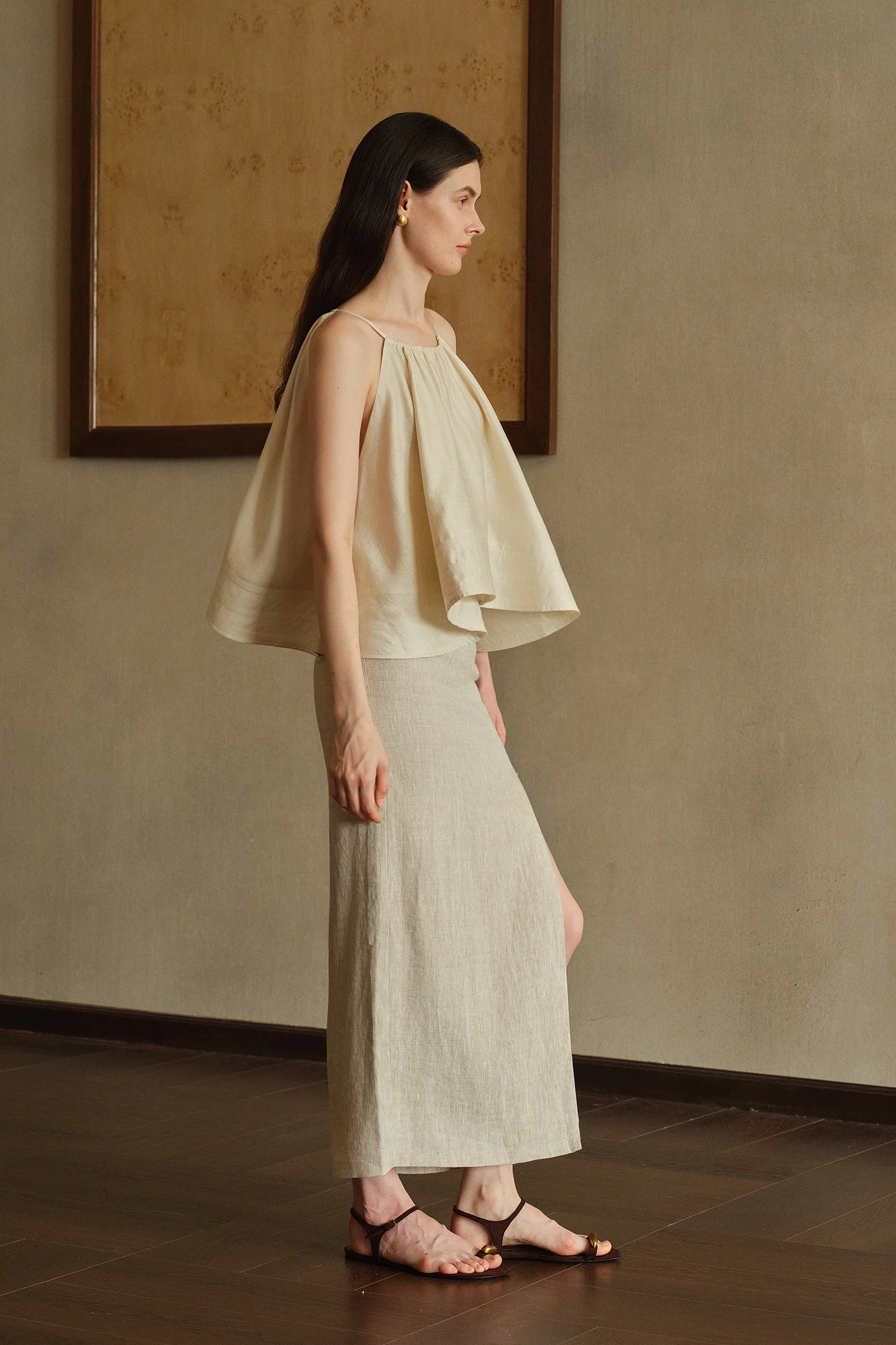 Mara Linen Midi Skirt (Natural Linen) - Image 23