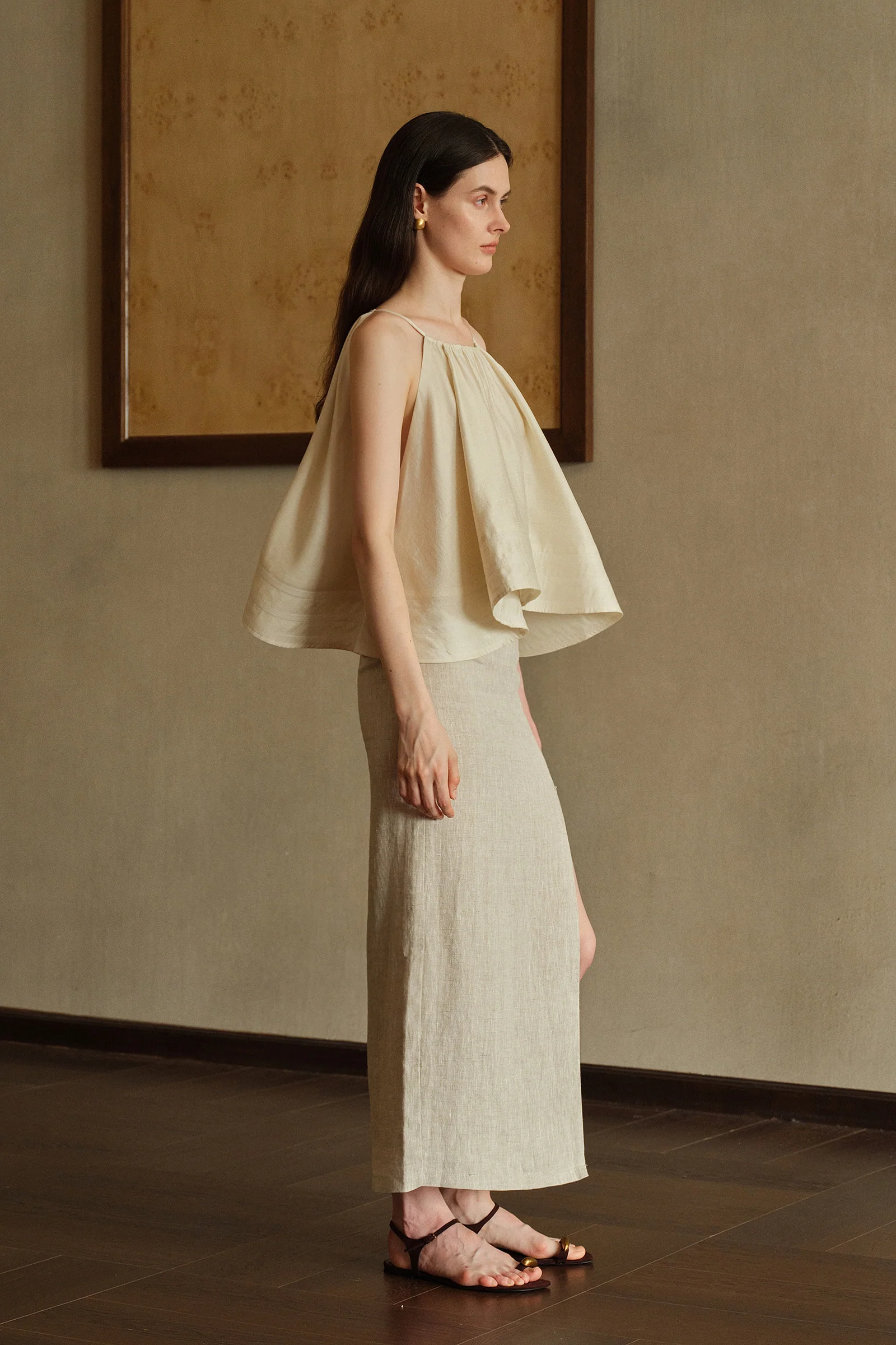 Mara Linen Midi Skirt (Natural Linen) - Image 25