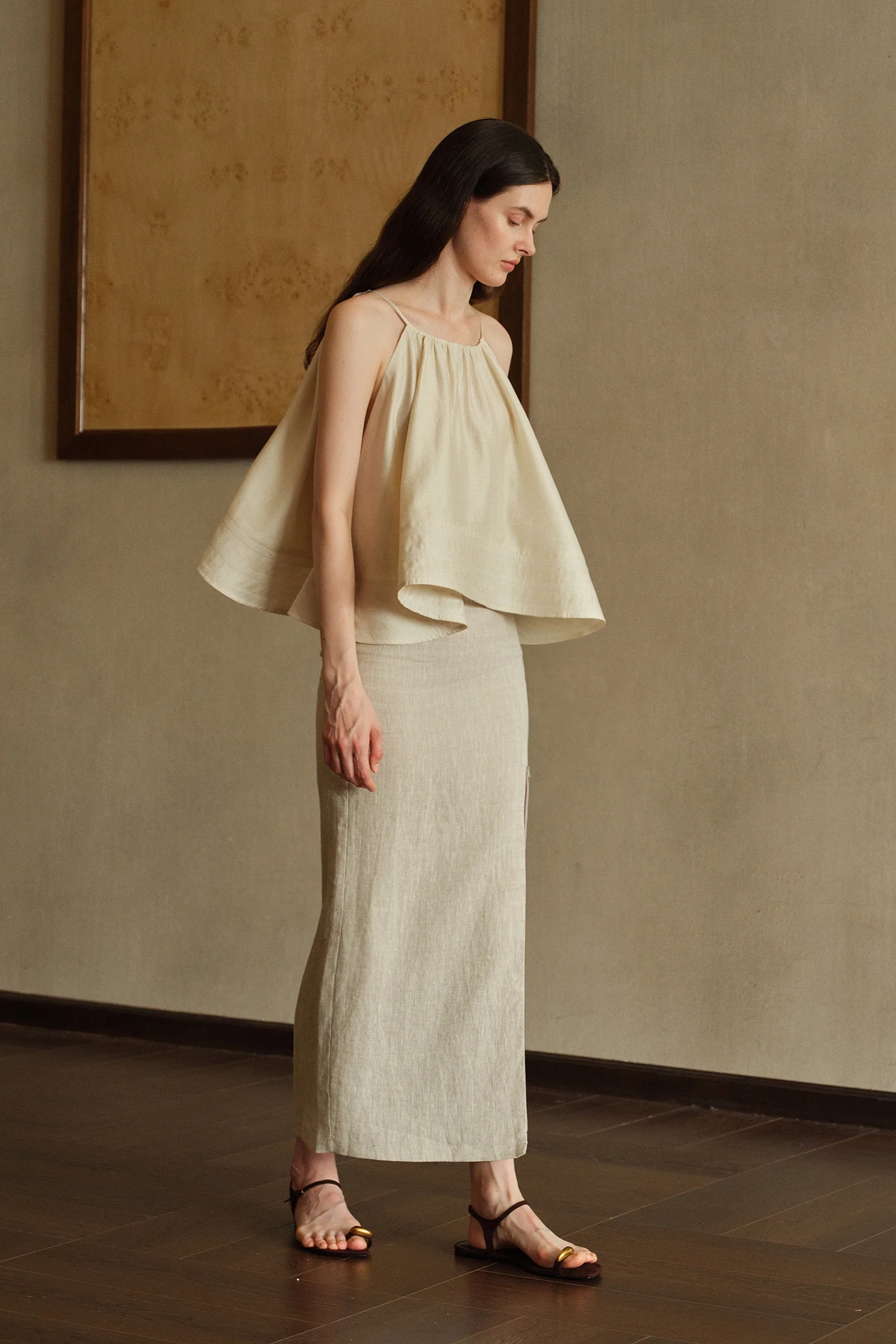 Mara Linen Midi Skirt (Natural Linen) - Image 26