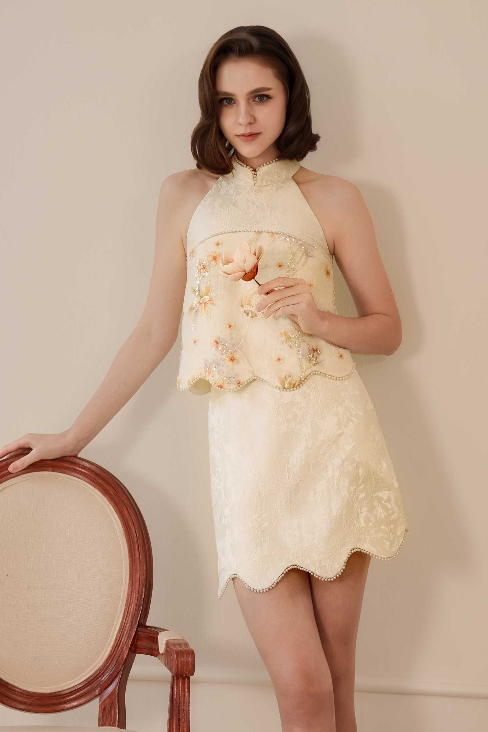 MeiYu Qipao Set (White) - Image 16