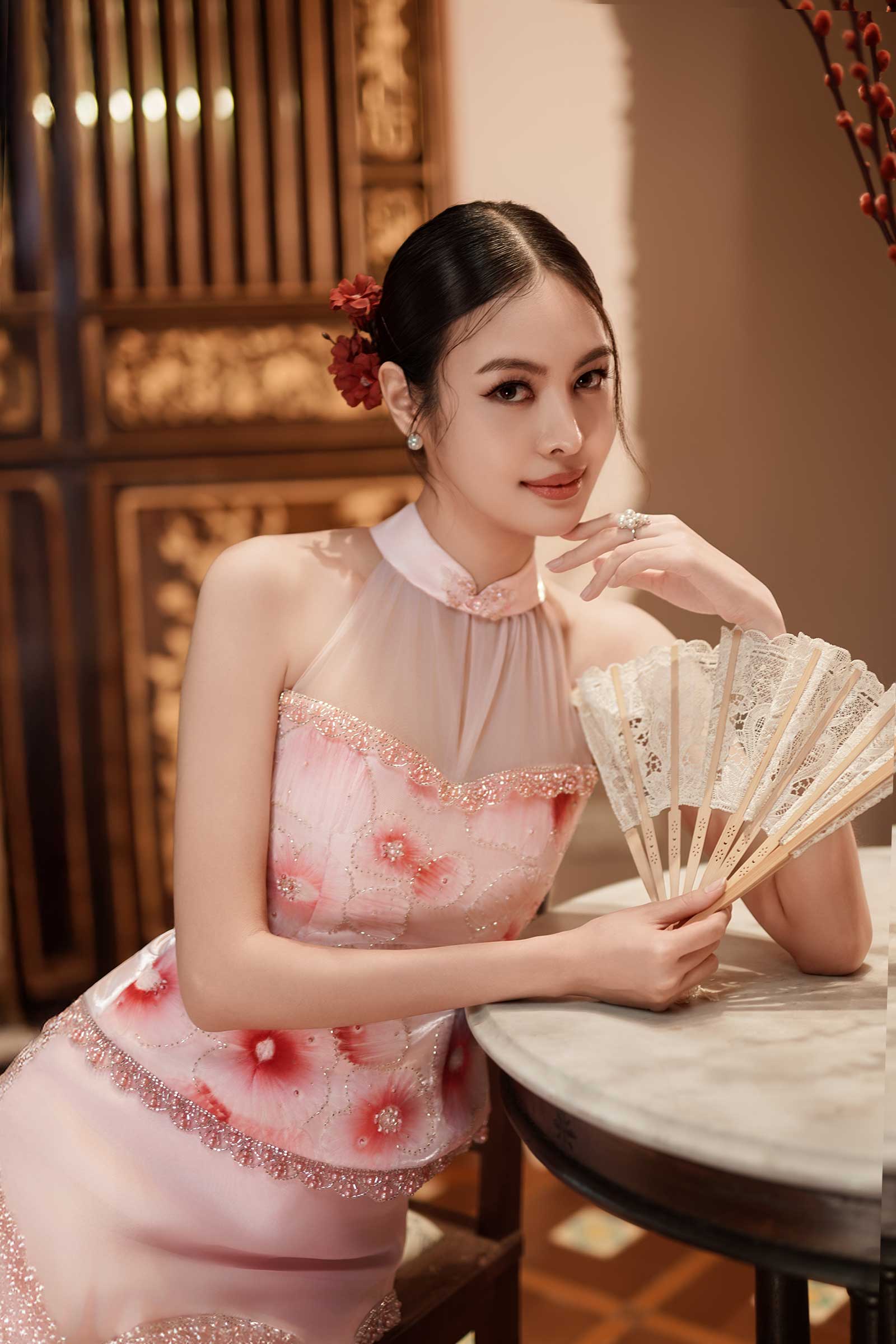 Roselia Whisper Qipao Set (Rose) - Image 5