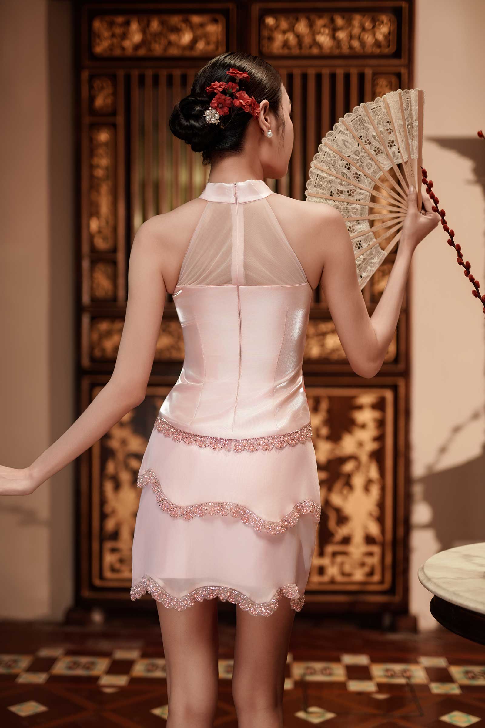 Roselia Whisper Qipao Set (Rose) - Image 7