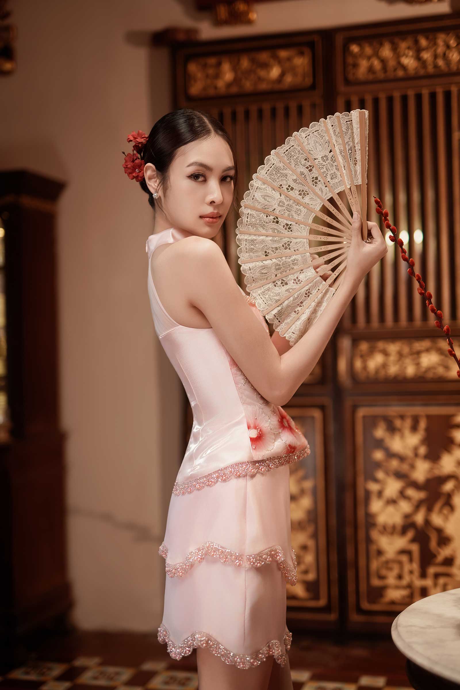 Roselia Whisper Qipao Set (Rose) - Image 9