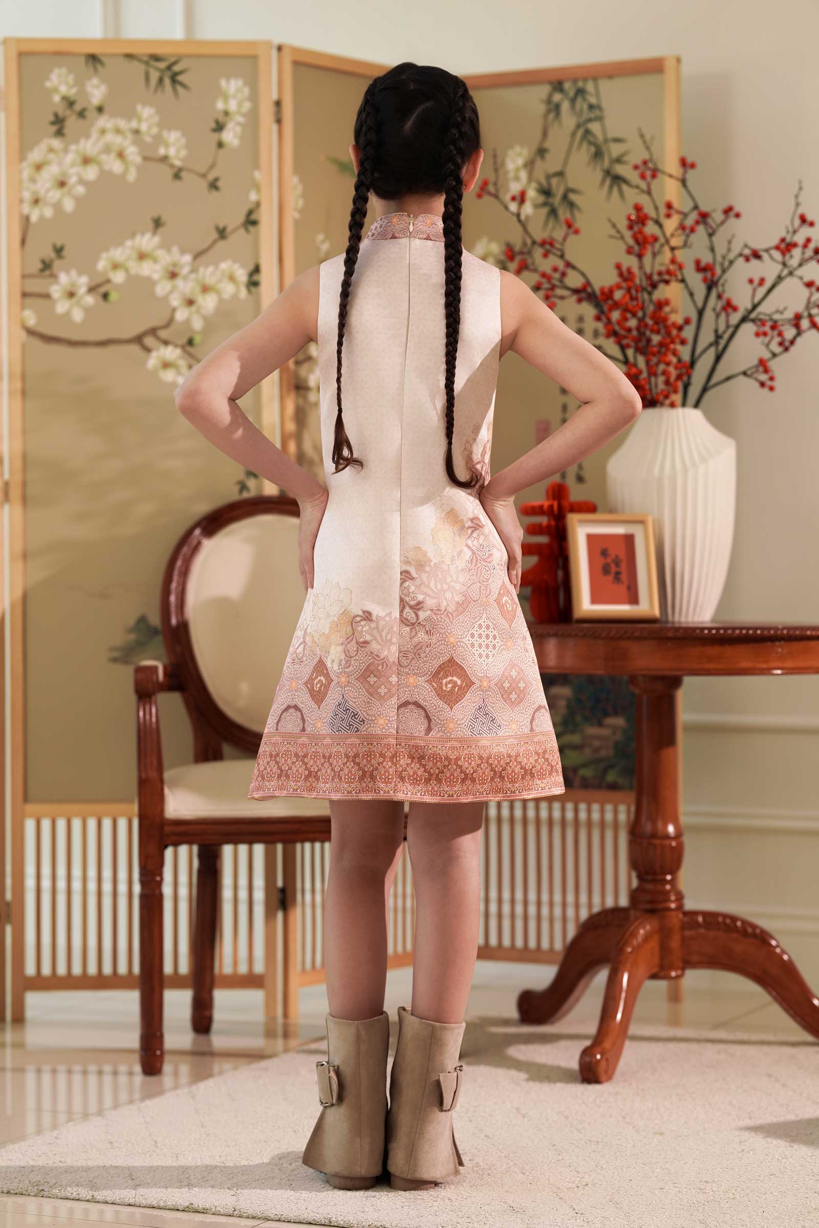 Ruiya Qipao Girls Dress (Gold) - Image 10