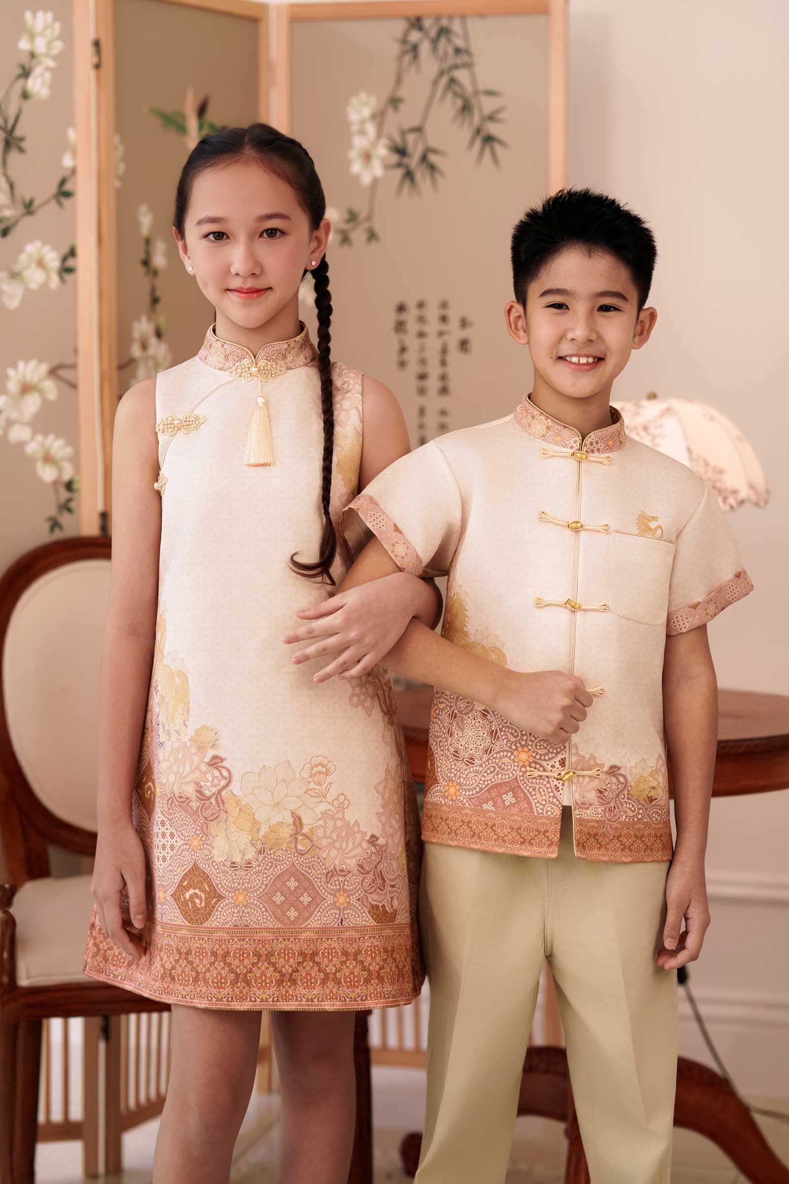 Ruiya Qipao Girls Dress (Gold) - Image 15