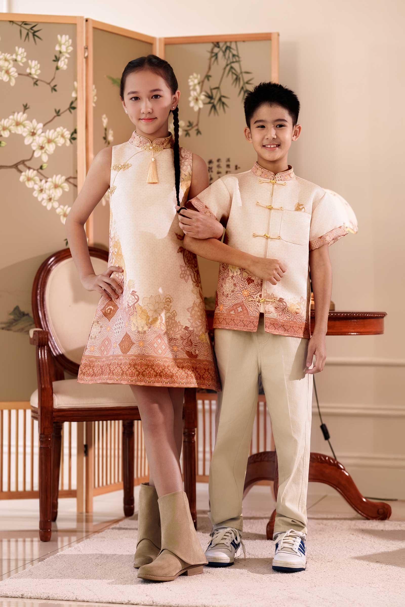 Ruiya Qipao Girls Dress (Gold) - Image 21