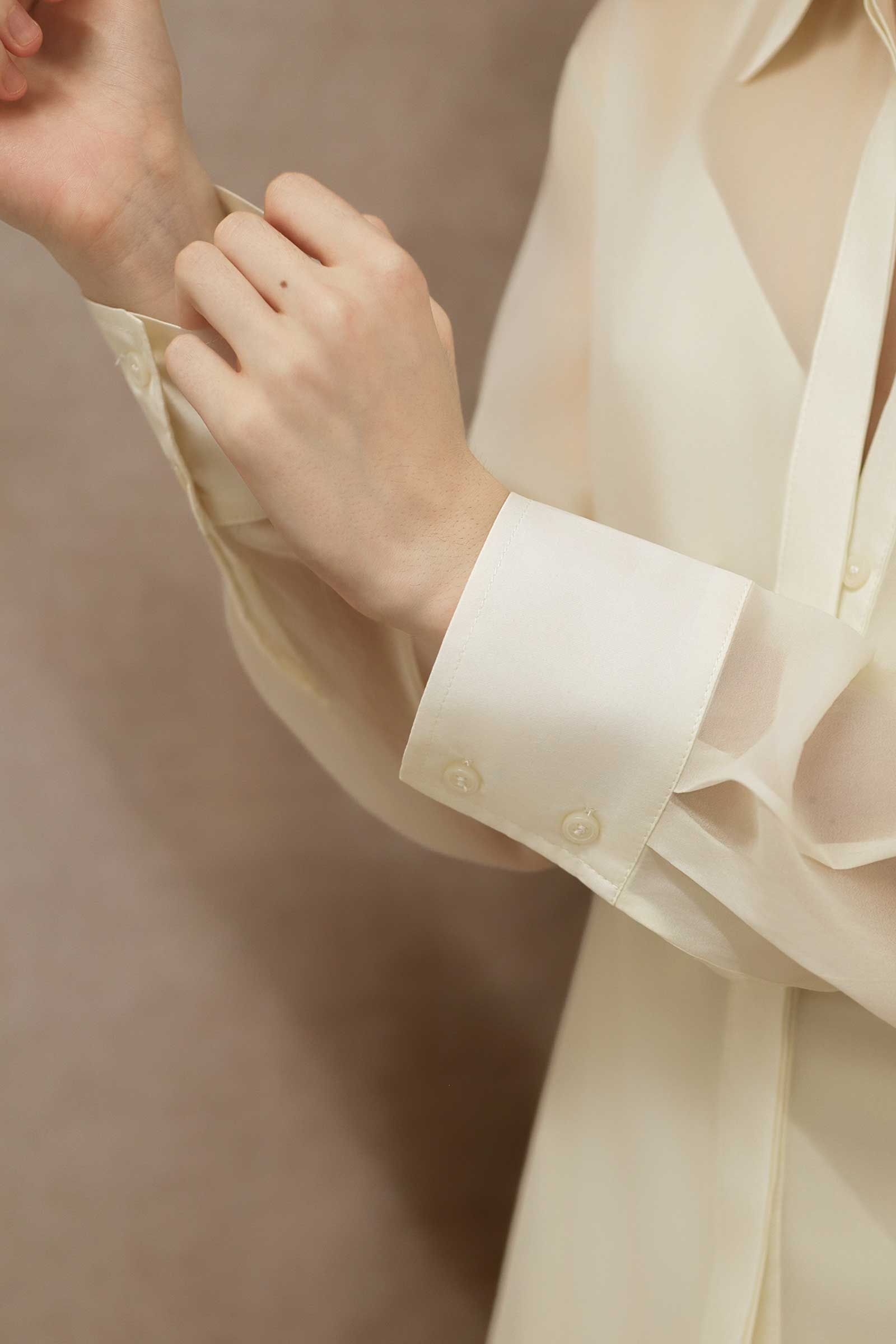 Seren Silk Shirtdress (Cream) - Image 7
