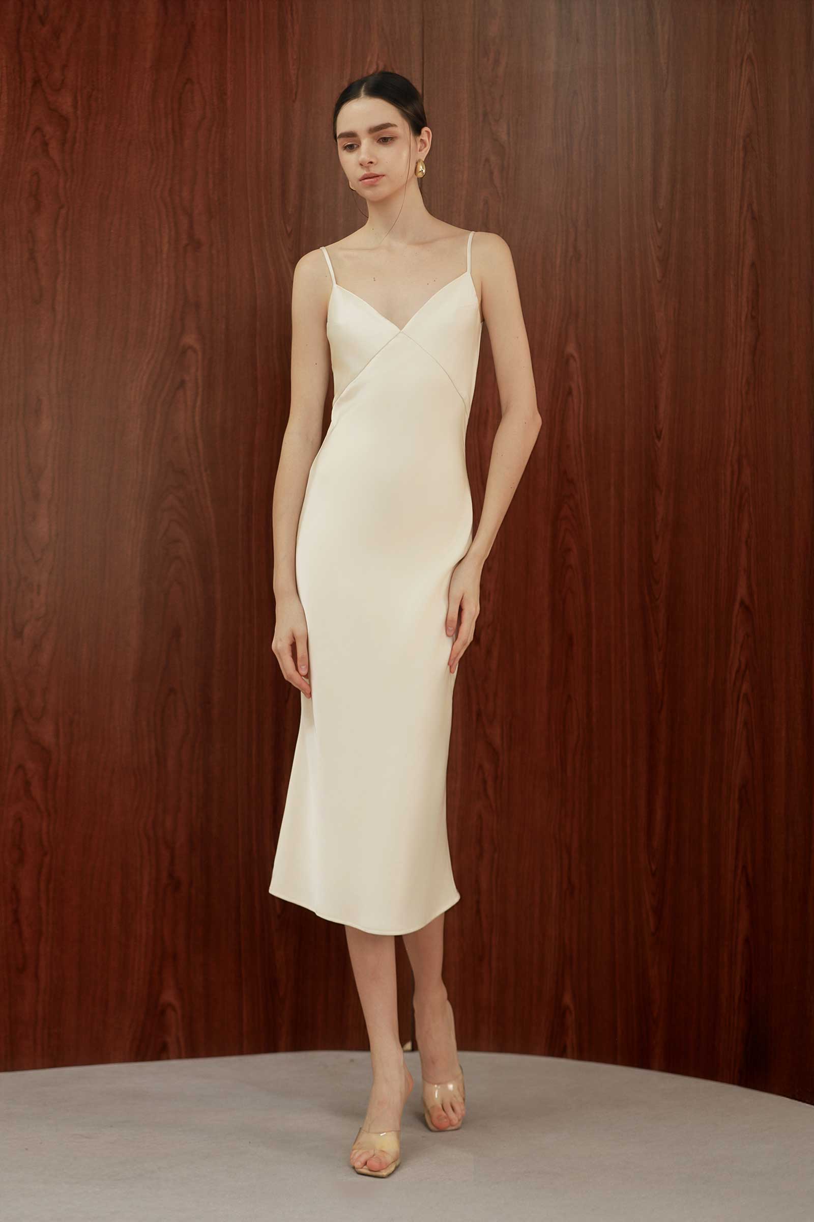 Seren Silk Shirtdress (Cream) - Image 17