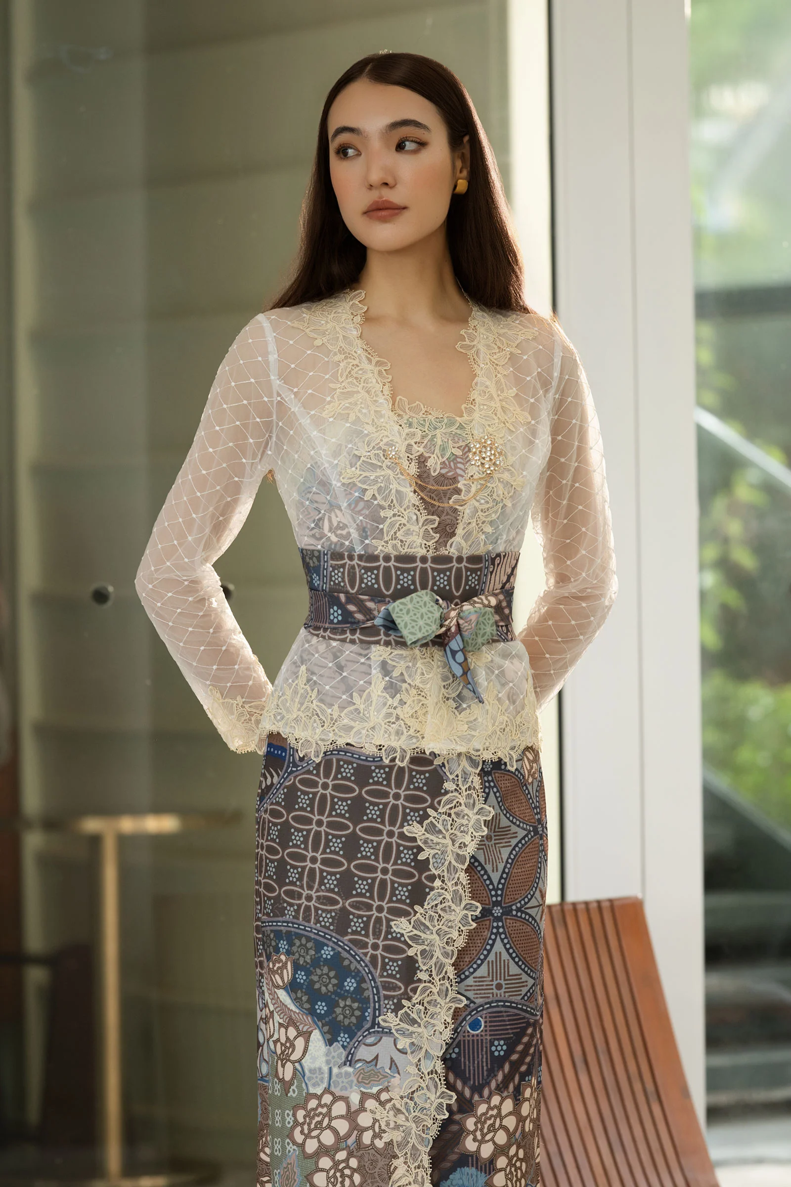 The Soleil Kebaya Top (White) - Image 16