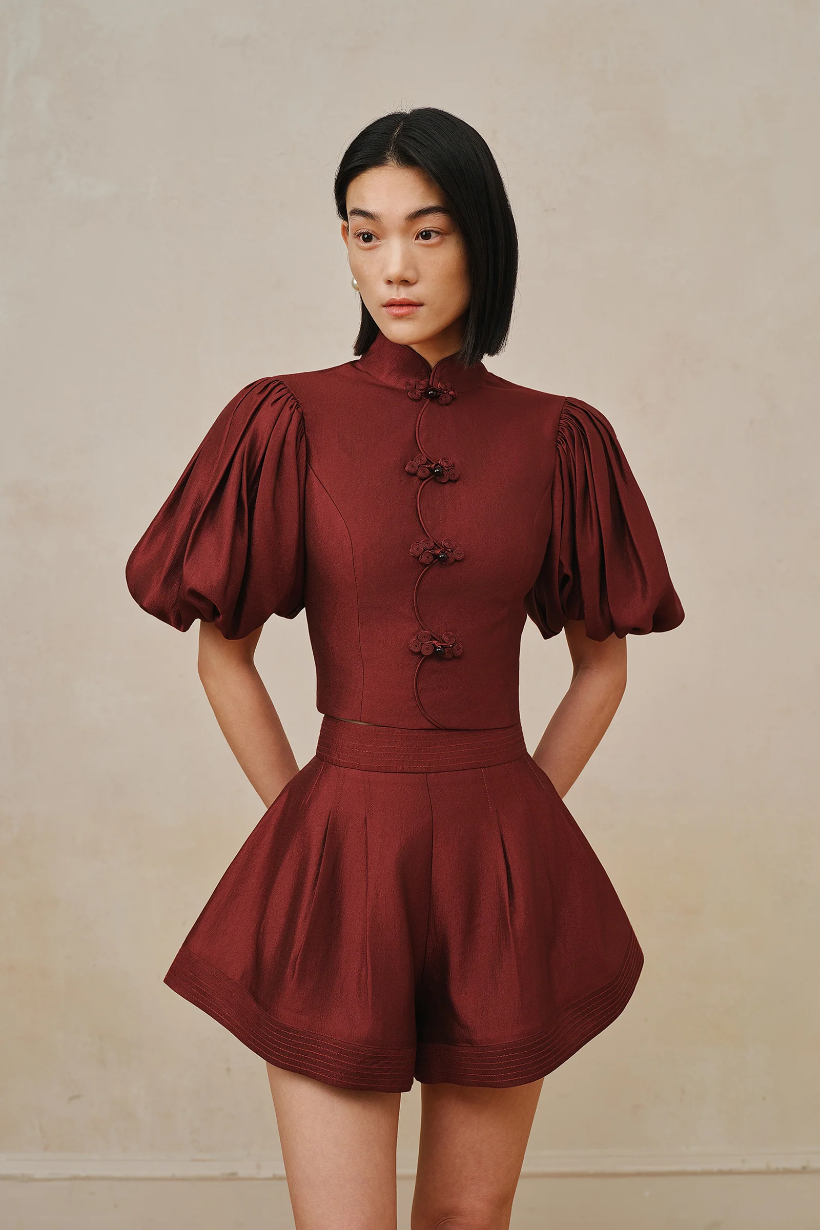 Thea Shorts (Merlot Red) - Image 2