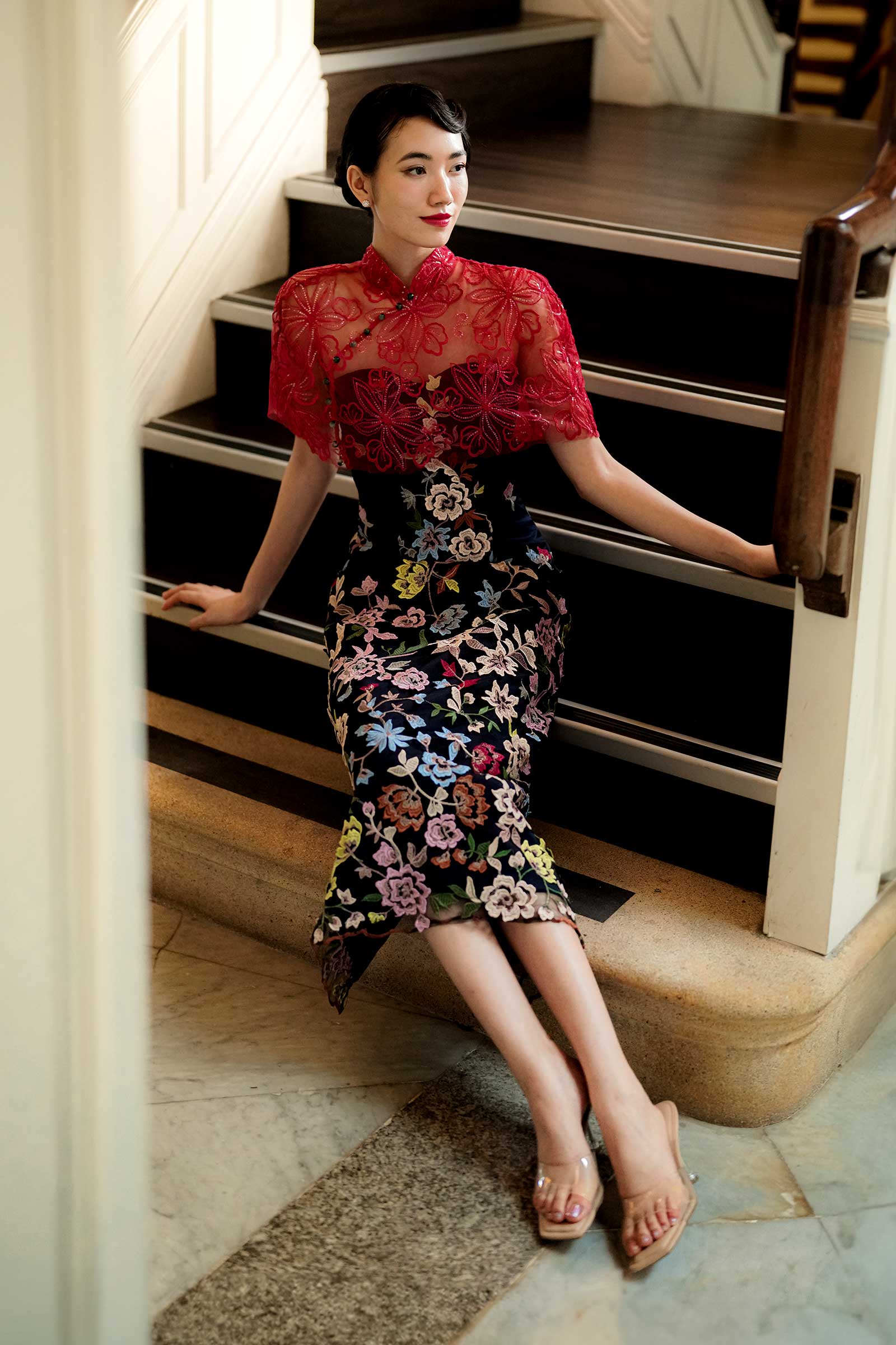 Xue Qin Qipao Cape Only (Red) - Image 3