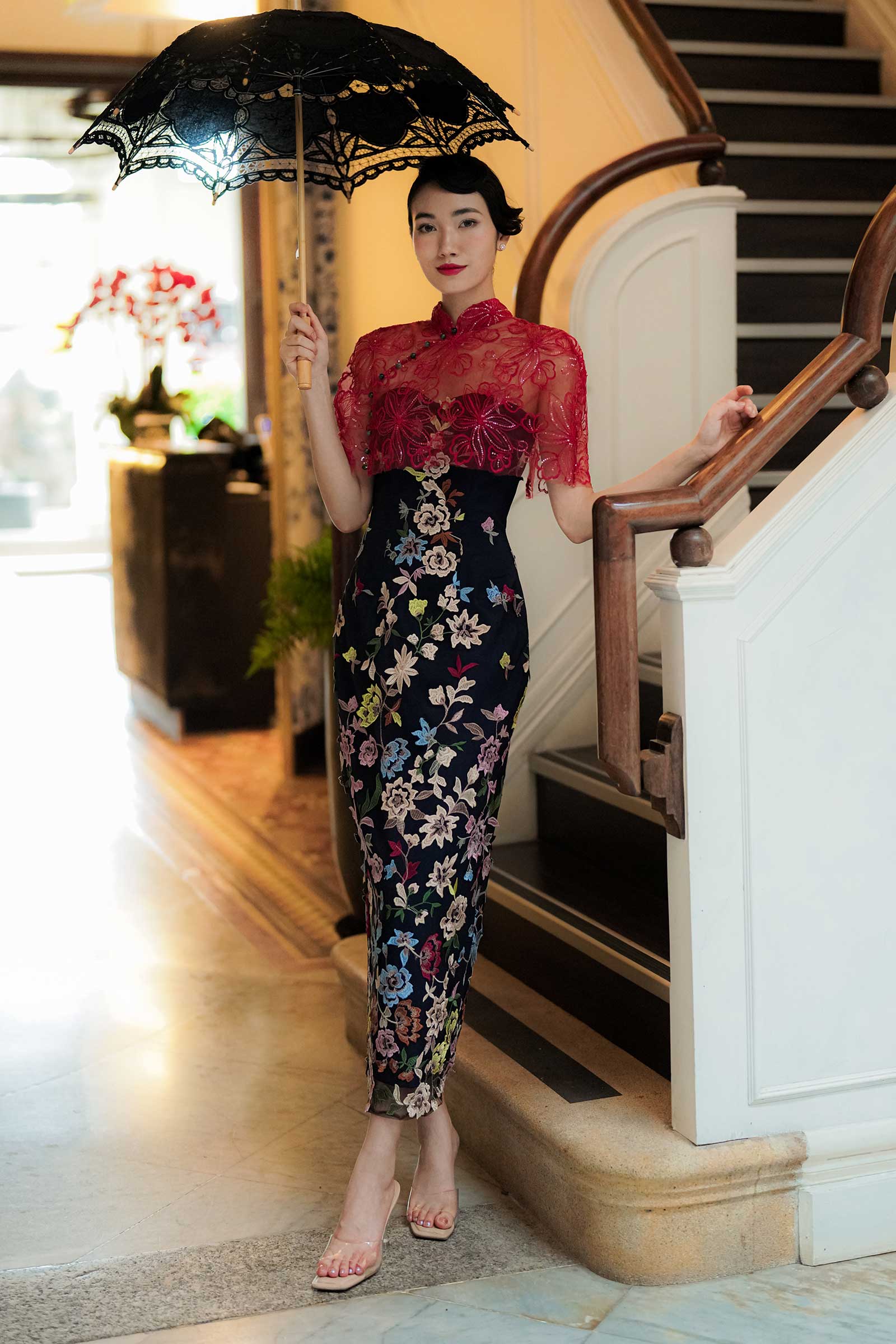 Xue Qin Qipao Cape Only (Red) - Image 4
