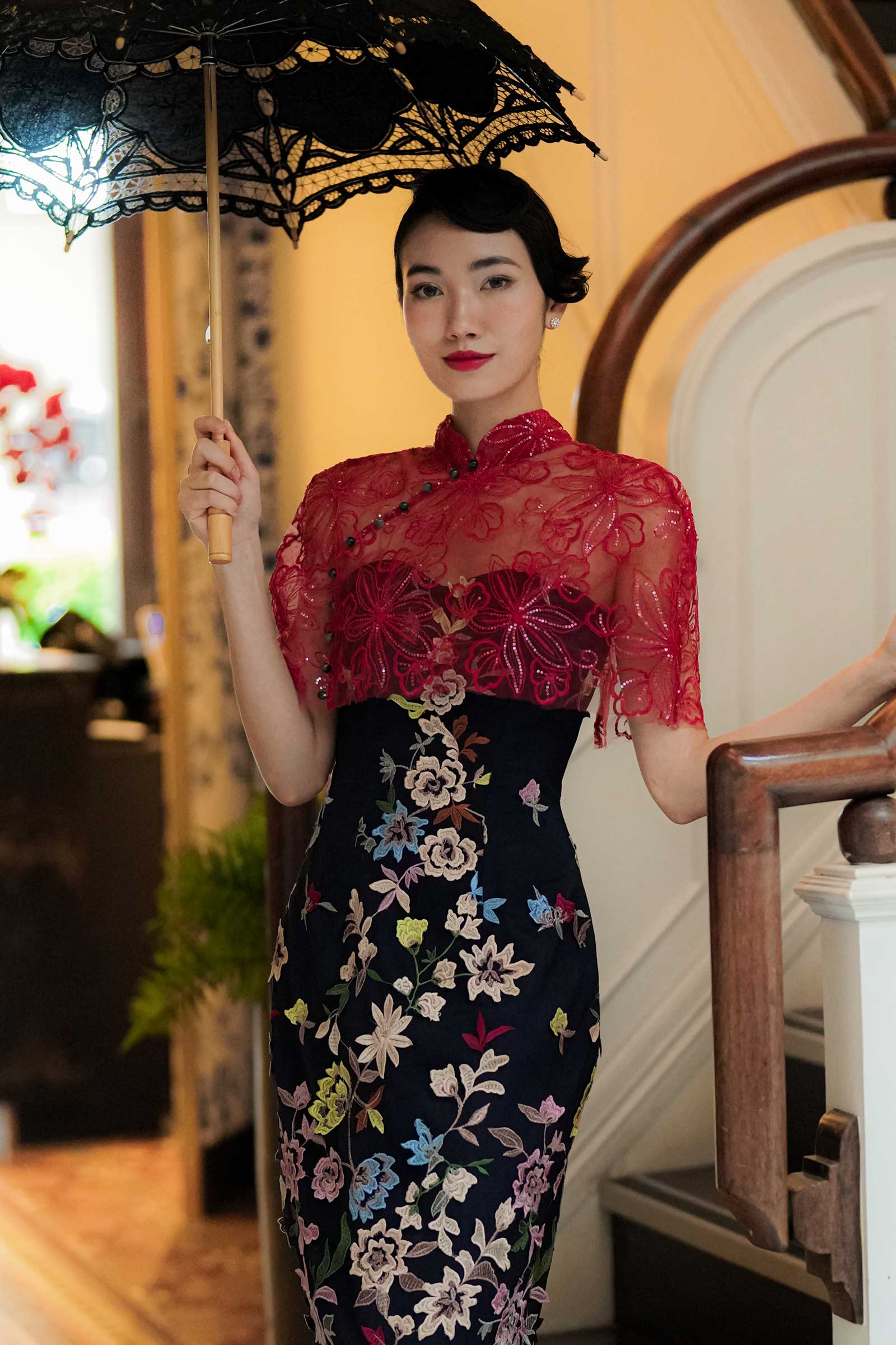 Xue Qin Qipao Cape Only (Red) - Image 6