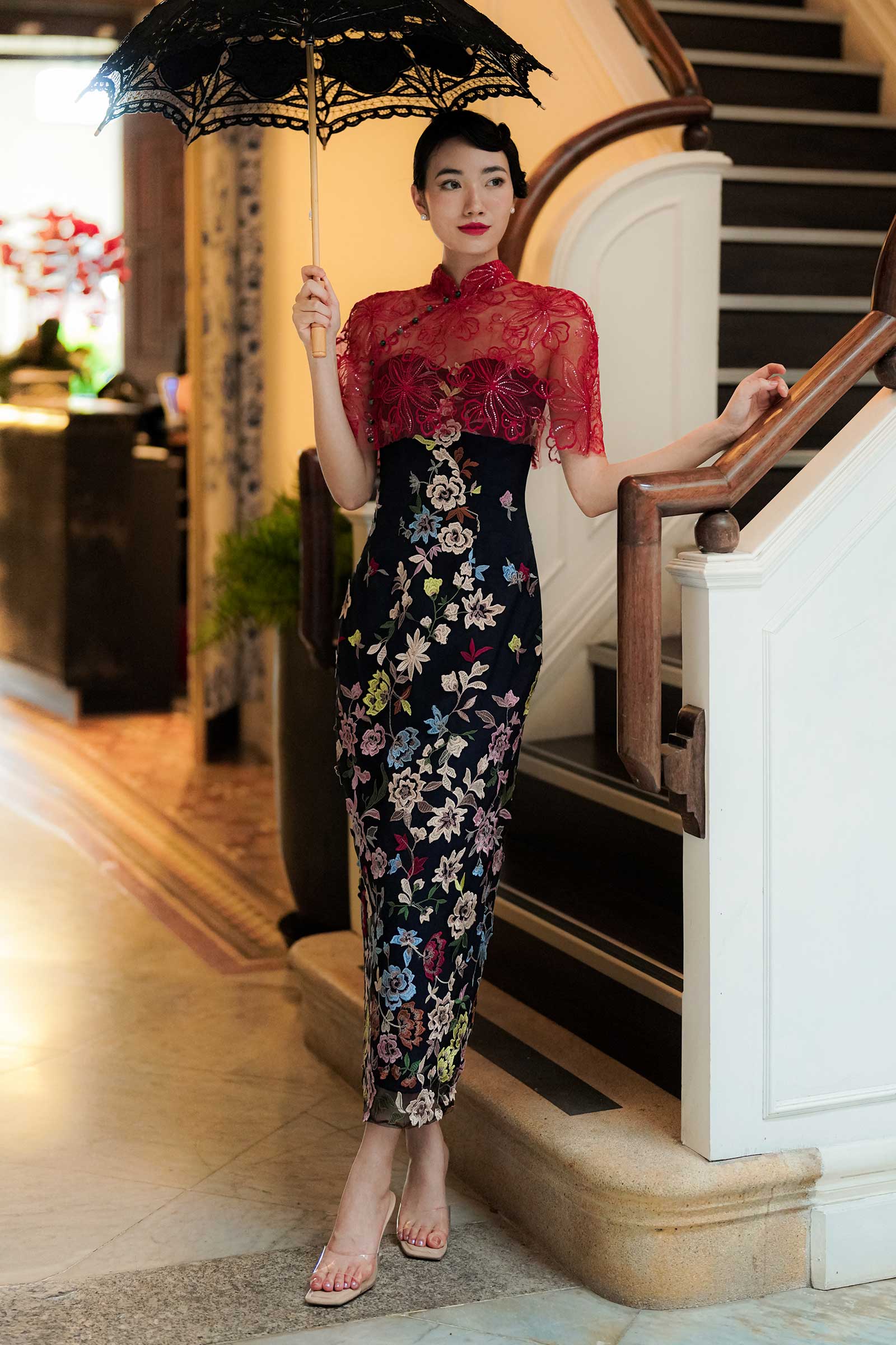 Xue Qin Qipao Cape Only (Red) - Image 9